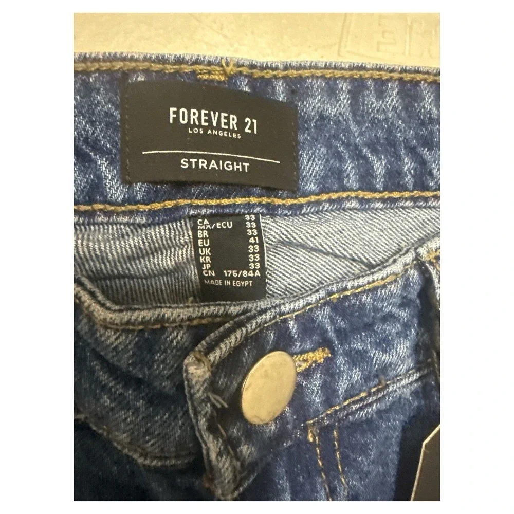Forever 21 Men's Straight Denim Pants Size 32 NWT High‎ Rise Relaxed Hip